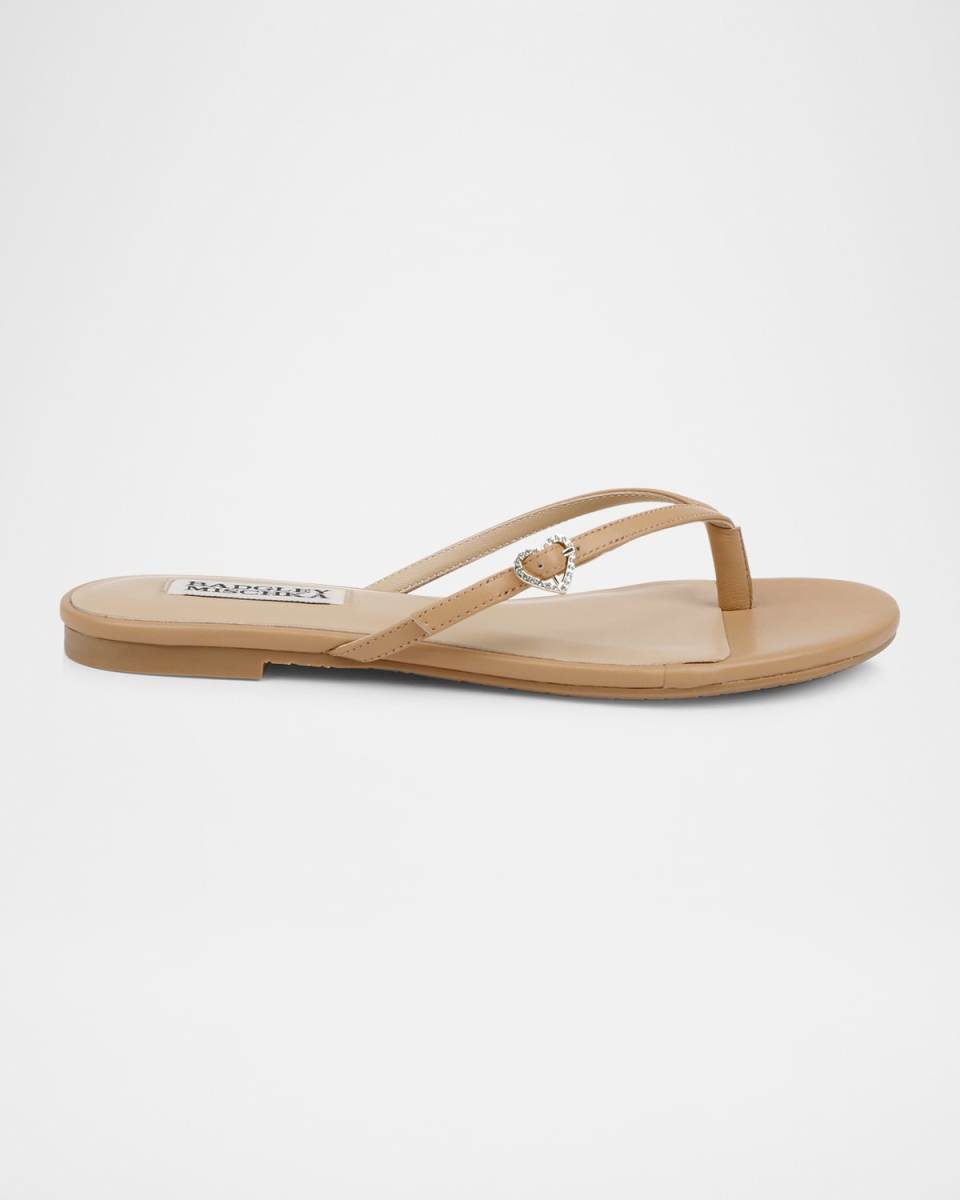Dynah Heart Leather Flat Sandals